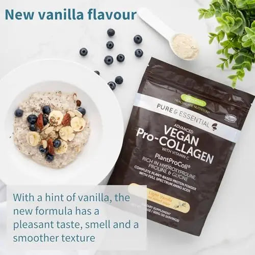 Vegan Collagen Powder, Natural Vanilla Flavour, Plant-Based Peptide Protein Supplement - AB Mystery