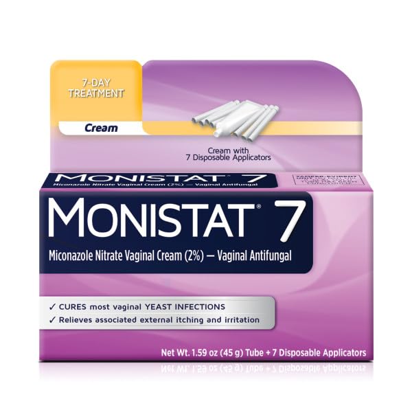 Monistat 7 Vaginal Cream with Tube Plus 7 Disposable Applicators, Anti-Fungal, For Most Vaginal Yeast - AB Mystery