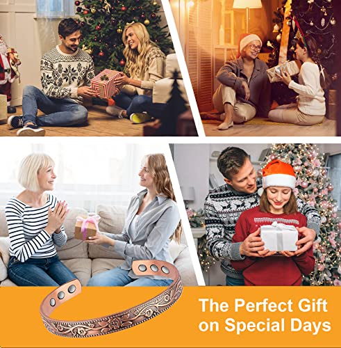 UtenoTureH Magnetic Copper Bracelet for Women for Arthritis, 6.5'' Adjustable Solid Copper Bracelet - AB Mystery