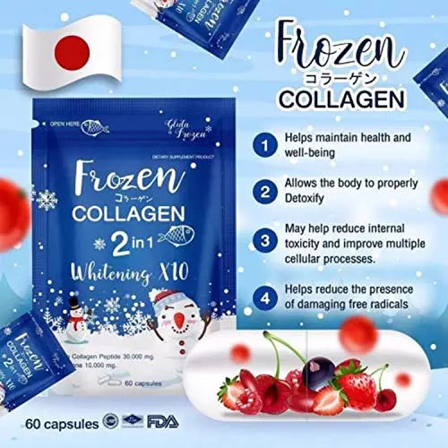 Frozen Collagen 2 in 1 Premium Collagen Peptide & Glutathione, 60 Capsules - AB Mystery