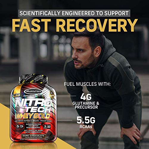 MuscleTech NitroTech 100% Whey Gold Protein Powder, Build Muscle Mass, Whey Isolate Protein Powder Muscletech