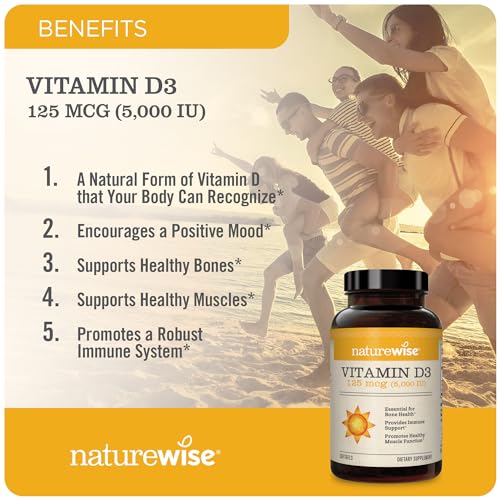 NatureWise Vitamin D3 5000iu (125 mcg) Healthy Muscle Function, and Immune Support - AB Mystery