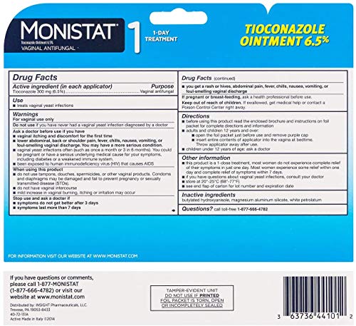 Monistat 1-Day Yeast Infection Treatment, Prefilled Applicator, 1 ea - AB Mystery