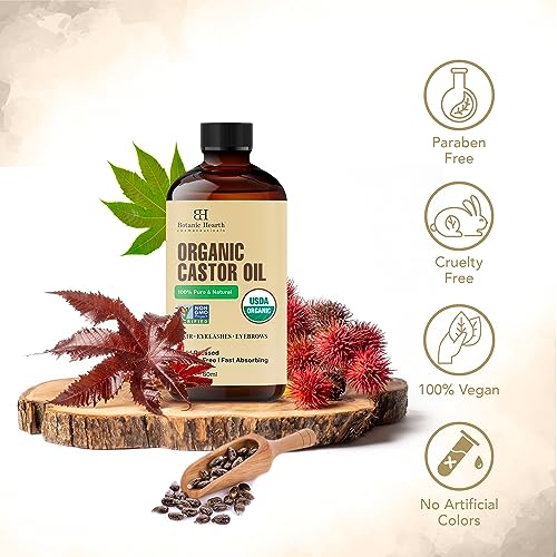 Botanic Hearth Castor Oil | USDA Certified Organic |100% Pure & Hexane Free | Cold Pressed | Growth - AB Mystery