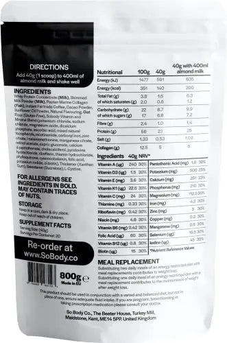 CollaSlim, Meal Replacement Shake with Added Collagen, Vitamins and Minerals, 800g, Balanced Meal Shake, Healthy Shake, Coffee Diet Shake. - AB Mystery