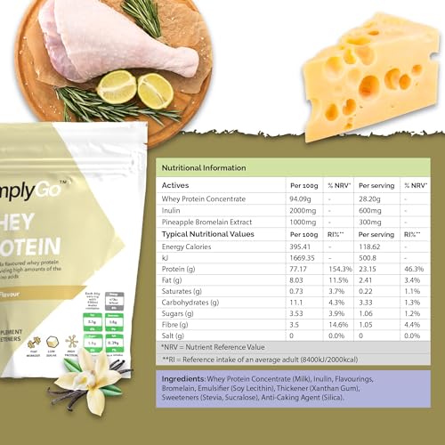 SimplyGo Whey Protein Powder | 900g | Simply Add 30g to Water, Juice or Shakes Simply Supplements