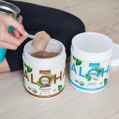 ALOHA Organic Plant Based Protein Powder, Stevia Free, Chocolate, 19.6 oz, 15 Servings - AB Mystery