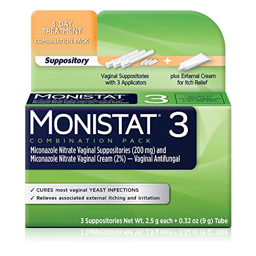 Monistat 3 Day Yeast Infection Treatment for Women, 3 Miconazole Suppository Inserts & External