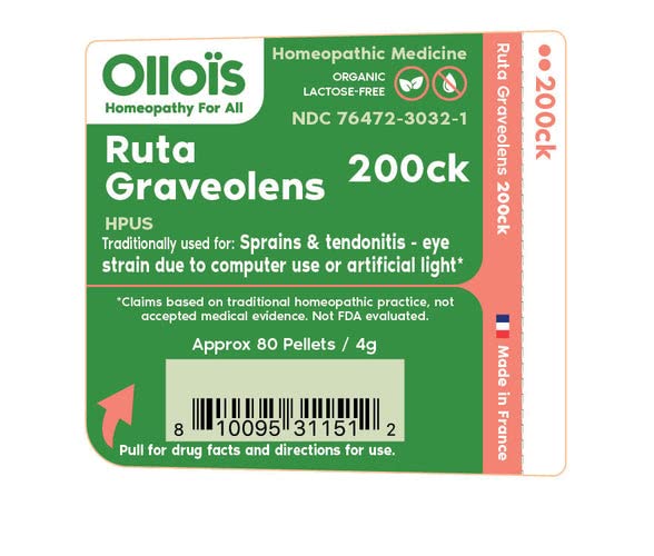 OLLOIS Ruta Graveolens 200ck Organic, Lactose-Free, Kosher Homeopathic Medicine, 80 Pellets - AB Mystery