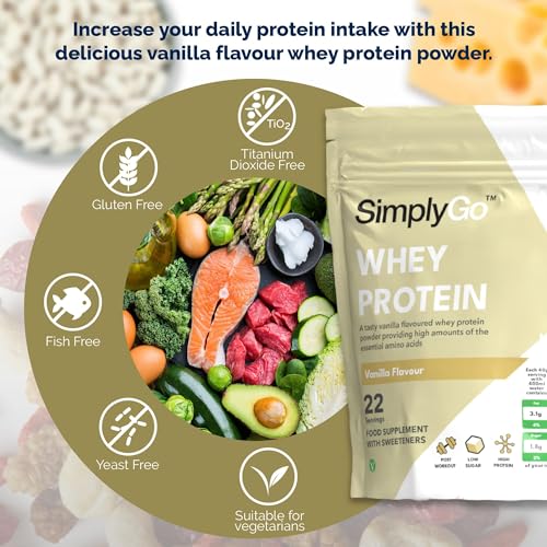 SimplyGo Whey Protein Powder | 900g | Simply Add 30g to Water, Juice or Shakes Simply Supplements