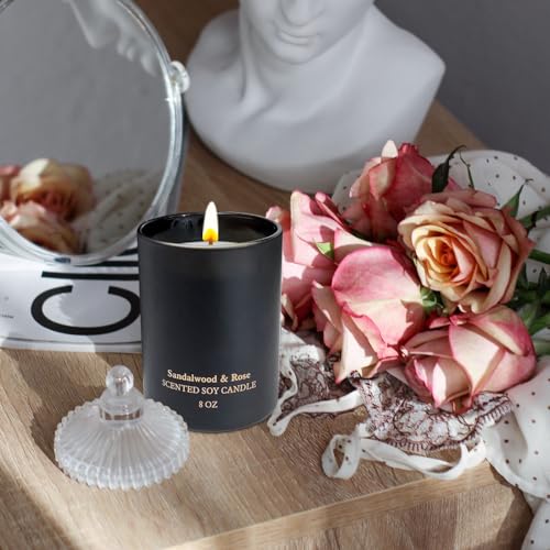 Sandalwood Rose Scented Candles, Christmas Birthday Candle Gifts for Women, Best Friends - AB Mystery