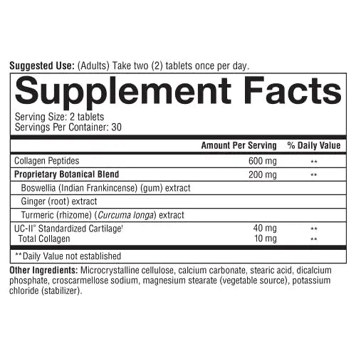 Youtheory Joint Complex with UC-II, 60 Count (1 Bottle) - AB Mystery