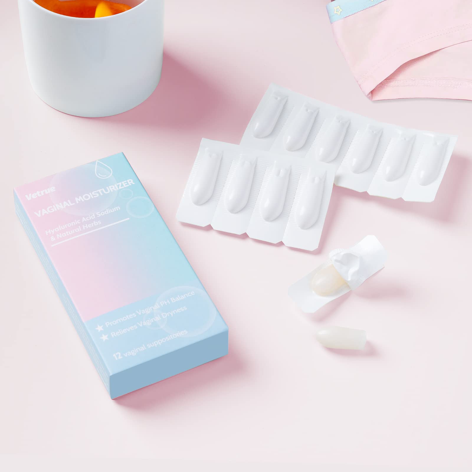 vetrue Intimate Moisturizer, Vaginal Suppository for Dryness & Discomfort, Feminine Long Lasting - AB Mystery