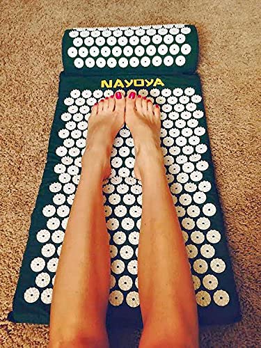 NAYOYA Neck and Back Pain Relief - Acupressure Mat and Neck Pillow Set - Relieves Stress and Sciatic Pain - AB Mystery
