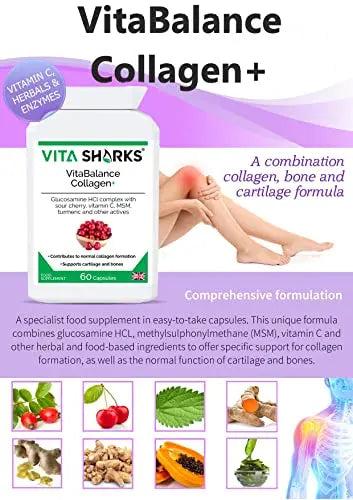 VitaBalance Collagen+ 60 Capsules for Skin, Hair, Nails, Joints & Connective Tissue - AB Mystery