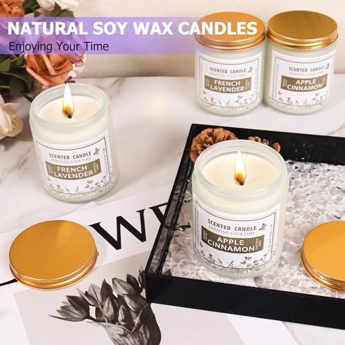 4 Pack Candles for Home Scented, Lavender & Cinnamon Candles Gifts for Women, 28 oz 200H Long - AB Mystery
