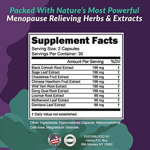 HERBIA Natural Menopause and PMS Supplement - Hormonal Balance, Estrogen-Free Herbal - AB Mystery