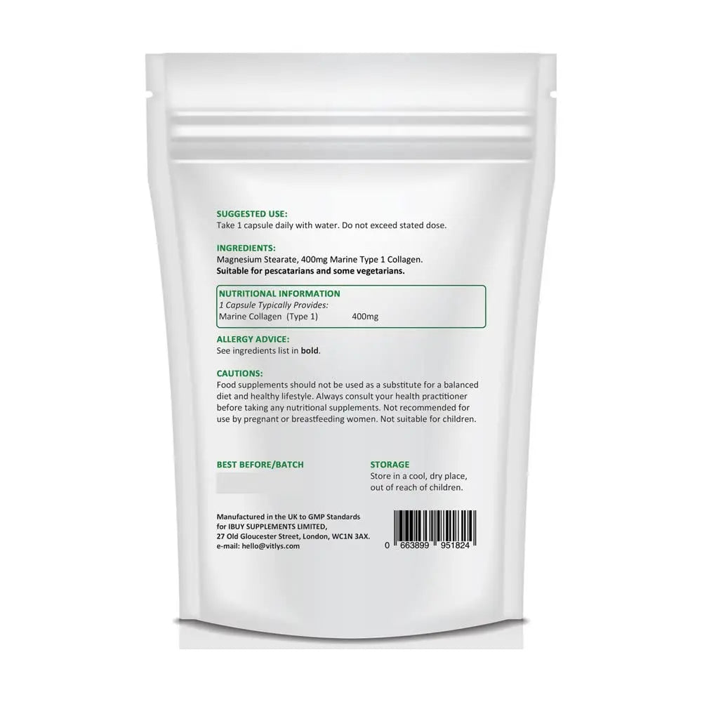 Optimum Marine Collagen 30 Capsules - 1 Month Supply - One Per Day Hydrolysed Collagen - AB Mystery