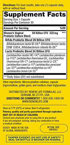 Renew Life Women's Probiotic Capsules, 50 Billion CFU Guaranteed, Supports pH Balance - AB Mystery