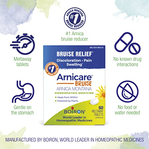 Boiron Arnicare Bruise for Relief of Pain or Swelling from Injuries, and Discoloration of Bruises - 60 Tablets - AB Mystery