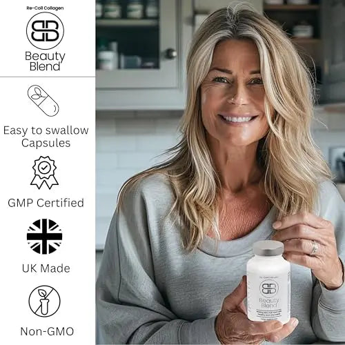 Re-Coll 1200mg Collagen Capsules - High Strength Supplement with Hyaluronic Acid - for Hair Skin - AB Mystery