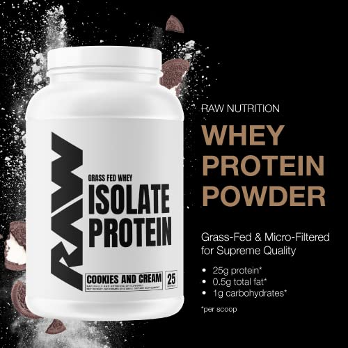 RAW Whey Isolate Protein Powder, Cookies N Cream - 100% Grass-Fed Sports Nutrition - AB Mystery