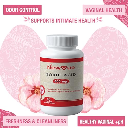 NewVue Boric Acid Vaginal Suppositories - 100% Pure Made in USA - Intimate Health Support (30 Count) - AB Mystery