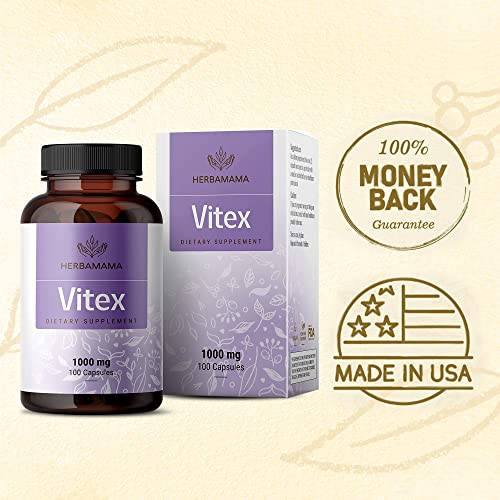 HERBAMAMA Vitex Supplement for Women - Organic Vitex Chasteberry Pills - Vegan Supplements - AB Mystery