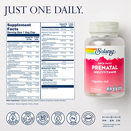 Solaray Once Daily Prenatal Multivitamin with Iron & DHA, Prenatal Vitamins and Minerals SOLARAY