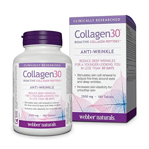 Webber Naturals Collagen30® Bioactive Collagen Peptides 2500 mg 180 Tablets - AB Mystery