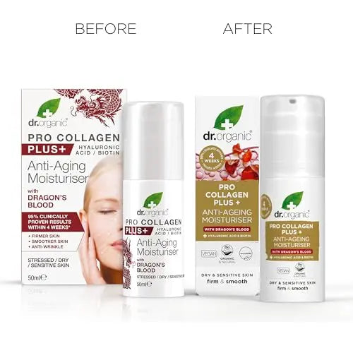 Dr Organic, Organic Pro Collagen with Dragons Blood, Natural, Vegan, Cruelty Free, Paraben & SLS Free, 50ml - AB Mystery
