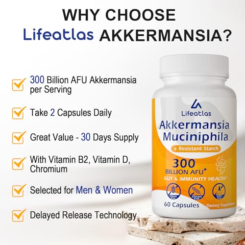 300 Billion AFU Akkermansia Muciniphila - Live Akkermansia Probiotics for Women & Men - AB Mystery
