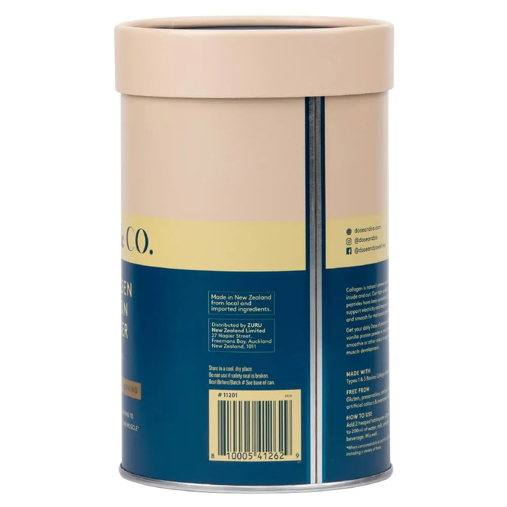 Dose & Co Collagen Protein Powder (Vanilla) 420g – Non-GMO, Gluten Free Collagen Peptides Supplement – 20g of Whey Protein, Vanilla - AB Mystery