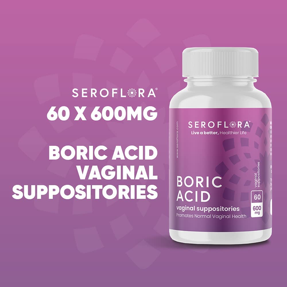 Seroflora Boric Acid Vaginal Suppositories - Promotes Vaginal pH Balance and Odor Control - AB Mystery