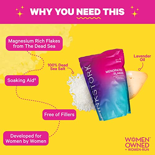 Pink Stork Menopause Flakes: Relaxing Lavender Scented Bath Salts for Women, Pure Magnesium - AB Mystery
