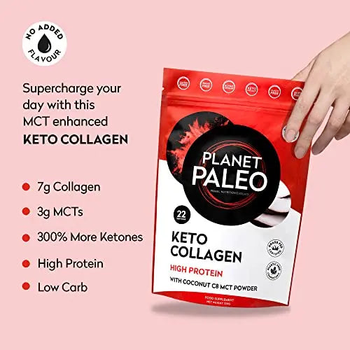Planet Paleo Keto Collagen Powder (220g, 22 Servings) - Grass-Fed, High Protein Planet Paleo