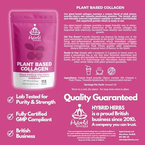 HYBRID HERBS – Plant Based Collagen Powder - Anti Aging Supplement for Skin, Wrinkles - AB Mystery