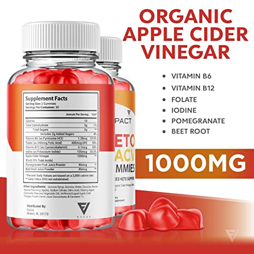 (2 Pack) Impact Keto Gummies for Weight Loss and Belly Fat Diet, AVC Keto ACV Advanced