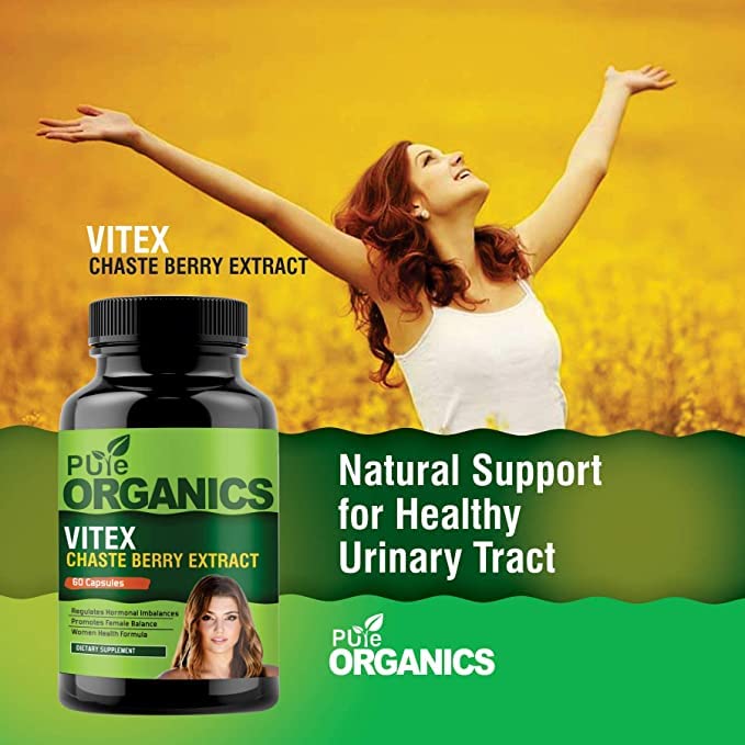 Organic Vitex Chasteberry Extract, Helps Sooth Symptoms of PMS and Menopause, 60 Capsules - AB Mystery