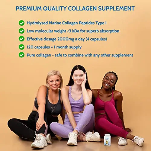 Health4All Marine Collagen Peptides Type I 120 Capsules (V) 2000mg Daily Dose Super Absorbable - AB Mystery