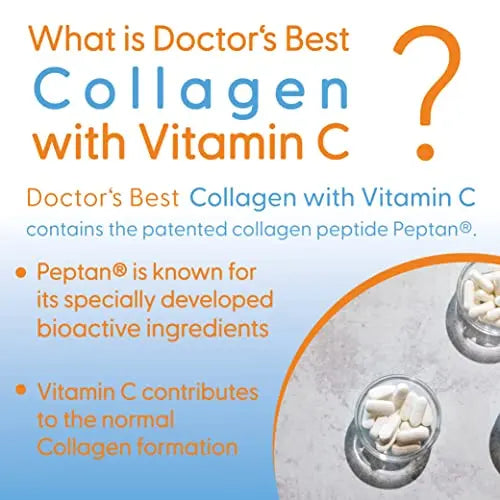 Doctor's Best, Collagen Types 1 and 3, Peptane & Vitamin C, 1,000mg, 180 Tablets - AB Mystery