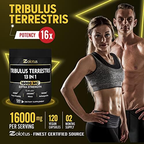 13in1 Tribulus Terrestris Capsules - 16000mg Per Serving with Maca, Horny Goat Weed - AB Mystery