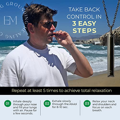 Mindful Breathing Necklace for Anxiety Stress Relief - Earth and Moon Stainless Steel Anxiety - AB Mystery