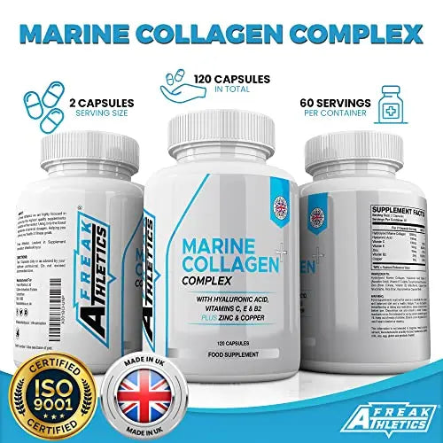 Marine Collagen 1000mg - Type 1 Hydrolysed Collagen - Enhanced with Hyaluronic Acid, Vitamin C - AB Mystery