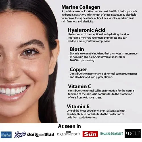 Hydrolysed Marine Collagen 700mg with Hyaluronic Acid, Vitamin C, Vitamin E, Copper & Biotin - AB Mystery
