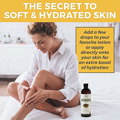 Viva Naturals Organic Castor Oil, 16 fl oz - Cold Pressed Castor Oil for Skin, Hair and Lashes - Traditionally - AB Mystery