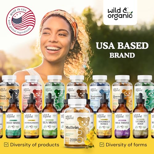 Wild & Organic Mullein Gummies - Daily Dietary Supplement for Respiratory, Digestive - AB Mystery