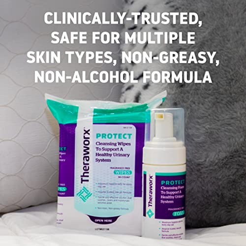 Theraworx Protect U-Pak 60-Ct Wipes & Hygiene Foam 3.4 oz for Urinary Health (Pack of 1) - AB Mystery