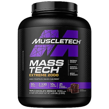 Muscletech Mass Gainer Mass-Tech Extreme 2000, Muscle Builder Whey Protein Powder
